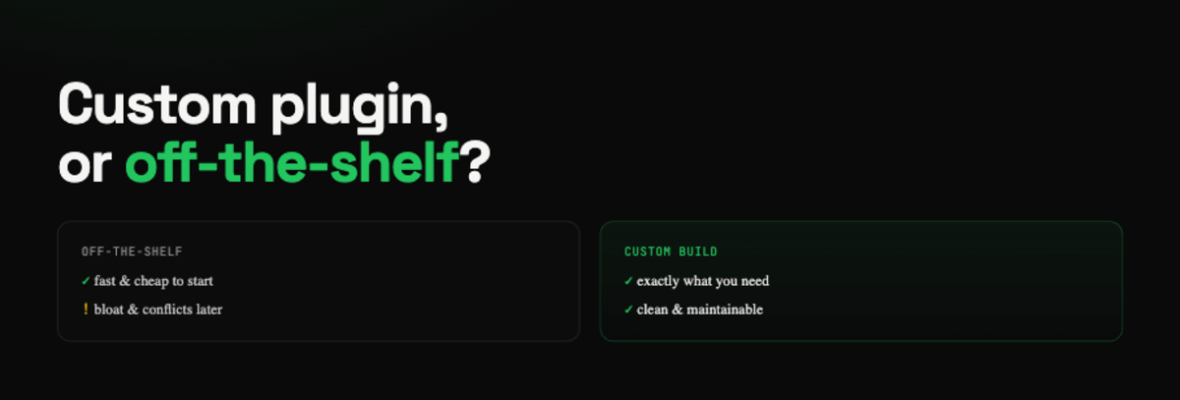 Custom plugin or off-the-shelf how to decide